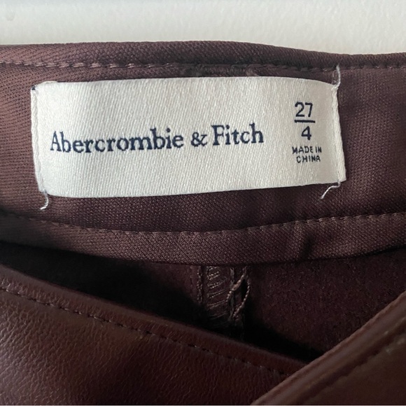Abercrombie & Fitch Crisscross Waistband Brown Vegan Leather Straight Pants - 27 - Picture 11 of 12